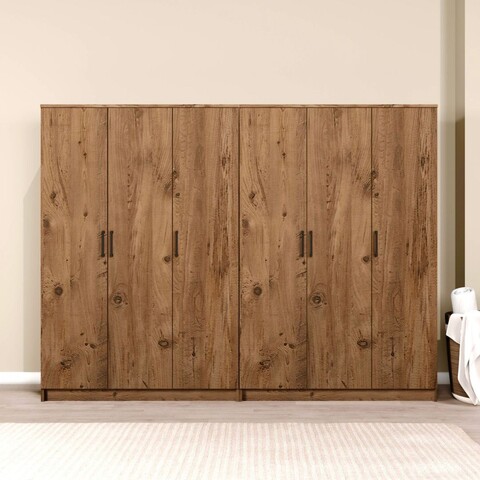 Dulap pentru haine, Miwood, Kardelen 1600-120, 240x180x51 cm, PAL, Maro