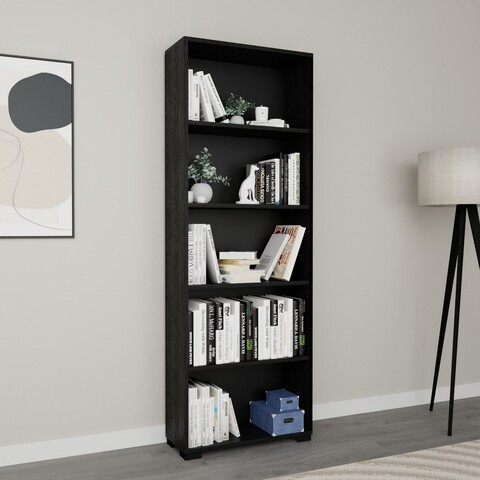 Corp biblioteca, Miwood, Lucas 1600-113, 64x182x25 cm, PAL, Negru