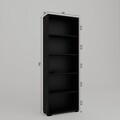 Corp biblioteca, Miwood, Lucas 1600-113, 64x182x25 cm, PAL, Negru