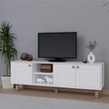 Comoda TV, Miwood, Bohemian 1600-70, 160x56x40 cm, PAL, Alb