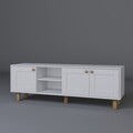 Comoda TV, Miwood, Bohemian 1600-70, 160x56x40 cm, PAL, Alb