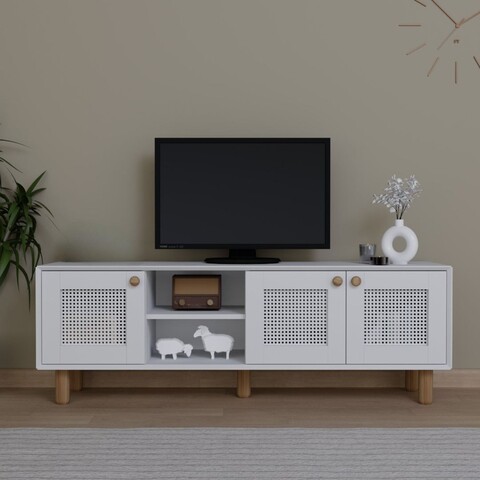 Comoda TV, Miwood, Bohemian 1600-144, 160x56x40 cm, PAL, Alb