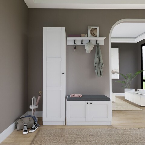 Cuier cu pantofar, Miwood, Lucas 1600-54, PAL, Alb