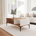 Masuta de cafea, Qualex, Tarz, 90x39x50 cm, PAL, Alb / Stejar