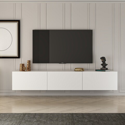 Comoda TV, Puqa Design, West, 150x30x32 cm, PAL, Alb