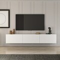 Comoda TV, Puqa Design, West, 150x30x32 cm, PAL, Alb