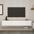 Comoda TV, Puqa Design, West, 150x30x32 cm, PAL, Alb/Pin Atlantic