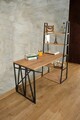 Set birou si biblioteca, Valovi, Mirsa, 125x150x60 cm, PAL, Pin Atlantic / Negru