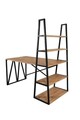 Set birou si biblioteca, Valovi, Mirsa, 125x150x60 cm, PAL, Pin Atlantic / Negru