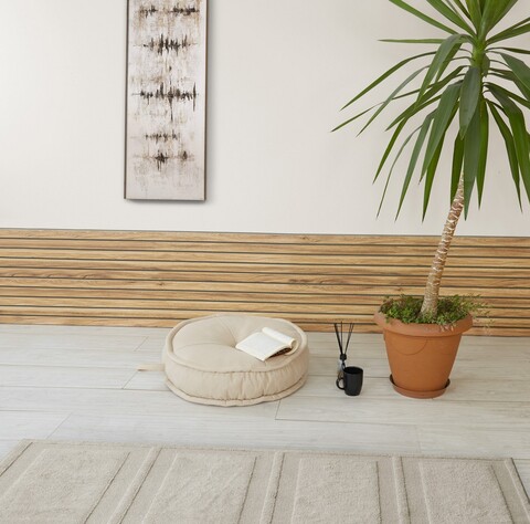 Perna de podea, Valovi, Onna, 60x15x60 cm, Textil, Crem