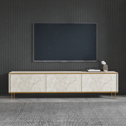 Comoda TV, Inarch, Imaj, 180x45 cm, PAL, Travertin / Auriu