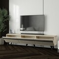 Comoda TV, Inarch, Amsterdam Style, 180x42x35 cm, PAL, Travertin / Negru