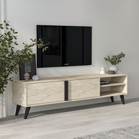 Comoda TV, Inarch, Benoit, 160x35x29 cm, PAL, Travertin