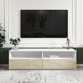 Comoda TV, Inarch, Centra, 144x49 cm, PAL, Alb / Travertin