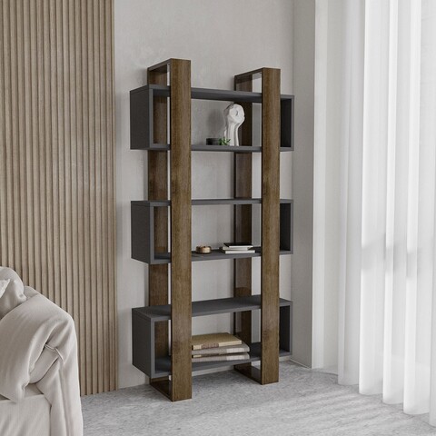 Corp biblioteca, Inarch, Milano, 80x160x28 cm, PAL, Nuc / Antracit