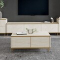Masuta de cafea, Inarch, Imaj, 90x40x45 cm, PAL, Travertin / Auriu