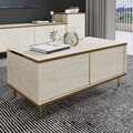 Masuta de cafea, Inarch, Imaj, 90x40x45 cm, PAL, Travertin / Auriu
