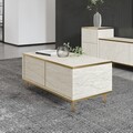Masuta de cafea, Inarch, Imaj, 90x40x45 cm, PAL, Travertin / Auriu