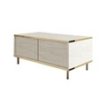 Masuta de cafea, Inarch, Imaj, 90x40x45 cm, PAL, Travertin / Auriu