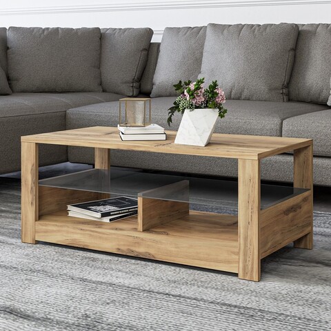 Masuta de cafea, Inarch, Aydos, 90x37x45 cm, PAL, Stejar