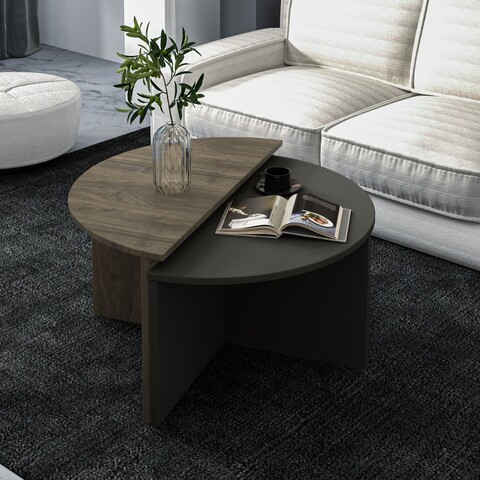 Masuta de cafea, Inarch, Dolunay, 70x51 cm, PAL, Nuc / Antracit