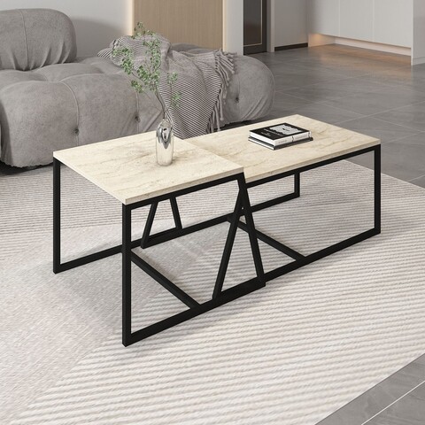 Masuta de cafea, Inarch, Minimal, 75x38x50 cm, PAL, Travertin