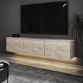 Comoda TV, Inarch, Neon Illuminated, 160x35x32 cm, PAL, Travertin