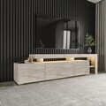 Comoda TV, Inarch, Beliz, 192x53x37 cm, PAL, Travertin