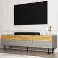 Comoda TV, Inarch, Sign, 180x49x37 cm, PAL, Gri / Stejar