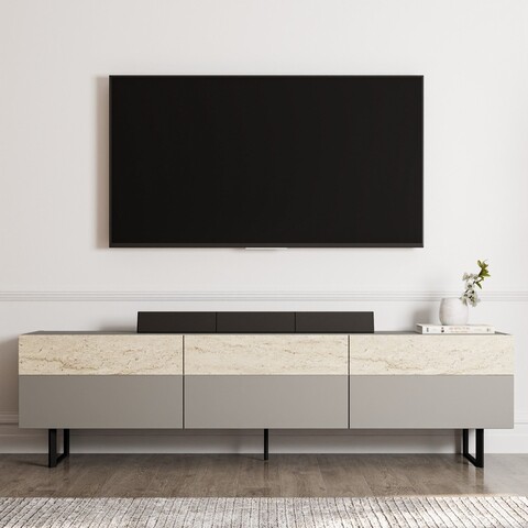 Comoda TV, Inarch, Sign, 180x49x37 cm, PAL, Gri / Travertin