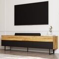 Comoda TV, Inarch, Sign, 180x49x37 cm, PAL, Negru / Stejar