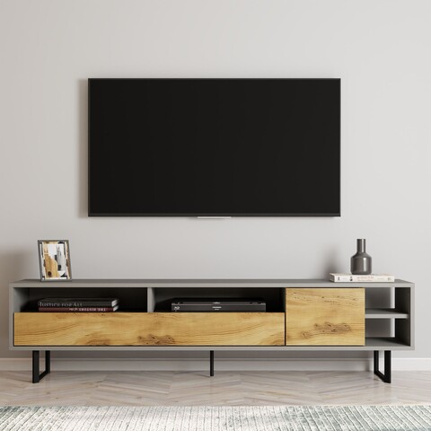 Comoda TV, Inarch, Luga, 180x44 cm, PAL, Gri / Stejar