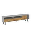 Comoda TV, Inarch, Luga, 180x44 cm, PAL, Gri / Stejar