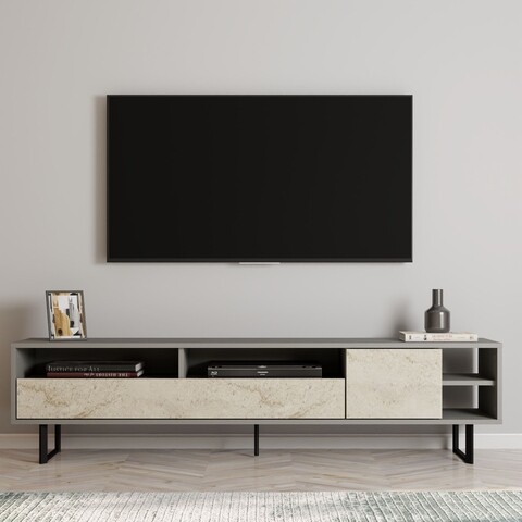 Comoda TV, Inarch, Luga, 180x44 cm, PAL, Gri / Travertin