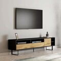 Comoda TV, Inarch, Luga, 180x44 cm, PAL, Negru / Stejar