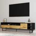 Comoda TV, Inarch, Luga, 180x44 cm, PAL, Negru / Stejar