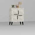 Consola, Chalmette, Makro, 70x90x35 cm, PAL, Marmură Efes / Negru