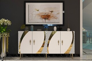 150x75x35 cm, Alb;Auriu