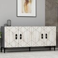 Consola, Chalmette, Cross KB150, 150x75x35 cm, PAL, Antracit / Marmură Efes