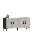 Consola, Chalmette, Cross KB150, 150x75x35 cm, PAL, Antracit / Marmură Efes