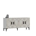 Consola, Chalmette, Cross KB150, 150x75x35 cm, PAL, Marmură albă / Efes