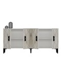 Consola, Chalmette, Cross KB150, 150x75x35 cm, PAL, Marmură albă / Efes