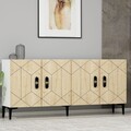 Consola, Olivia, Cross KB150, 150x75x35 cm, PAL, Stejar alb / safir