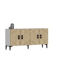 Consola, Olivia, Cross KB150, 150x75x35 cm, PAL, Stejar alb / safir