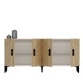 Consola, Olivia, Cross KB150, 150x75x35 cm, PAL, Stejar alb / safir