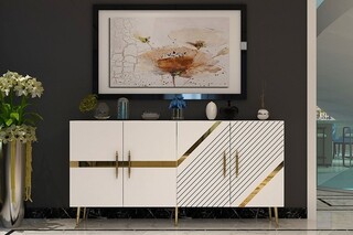 150x75x35 cm, Alb;Auriu