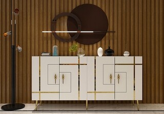 150x75x35 cm, Alb;Auriu