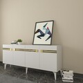 Consola, Olivia, Hayat KB150, 150x80x35 cm, PAL, Alb/Auriu