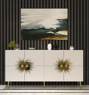 150x75x35 cm, Alb;Auriu