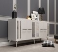 Consola, Olivia, Junes, 150x79x40 cm, PAL , Alb / Argintiu